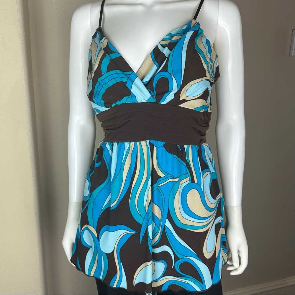 Stylish Blue and Brown Women's Tank Top
